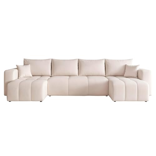 IDOHOME Canapé Moderne en U Convertible avec Coffre de Rangement, 318x145x79 cm, Couchage 125x273 cm, Structure indépendante