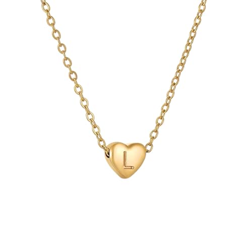 Collier cœur en acier inoxydable avec initiale personnalisée pour femme