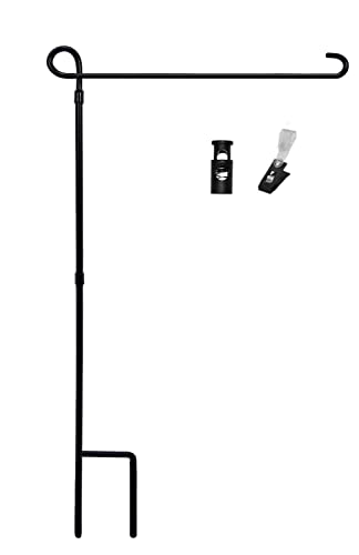 Garden Flag Holder Stand,Premium Garden Flag Pole Holder,Powder Coated Weather-Proof Paint Metal Heavy Duty Flagpole Yard Flag Holder,With One Anti-Wind Clip And Stoppers For Outdoor Garden Decor #TOP14