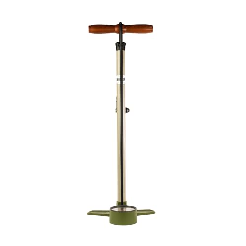 SILCA Terra Bike Floor Pump with Gauge – High Pressure Bicycle Pump for Presta & Schrader Valves – Gravel, Road & Tubeless Bike Tire Pump – Non-Linear 2-Stage Gauge, All-Metal Construction – 120 PSI