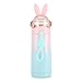 Fiole à vide en acier inoxydable, bouteille d'isolation de lapin mignon, tasse de voyage de bouteille d'eau chaude en acier inoxydable pour enfants mignons, 350ML(Rose + Vert)