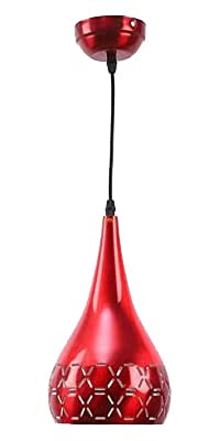 Image of GreyWings Metal Cut Hanging Light Ceiling Pendant Lamp, 6 inch Small, Red, Pack of 4