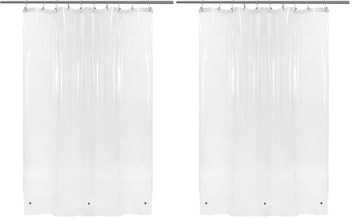 Image of Barossa Design 54 inch Wide Stall Shower Curtain Liner with 3 Magnets - PEVA, Waterproof, PVC Free, Metal Grommets, Clear, 54x72 (Pack of 2)