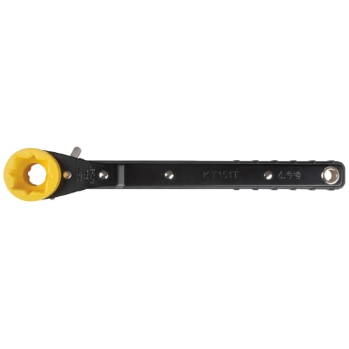 Image of Klein Tools KT151T Lineman's Ratcheting Wrench with Bolt-Through Design, 3 /4-Inch, 13 /16-Inch, 1-Inch x 1-1 /8-Inch Combination Square Socket