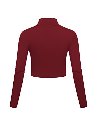 Image of Kindcall Lightweight Mock Turtleneck Crop Tops Long Sleeve Casual Base Layer for Women