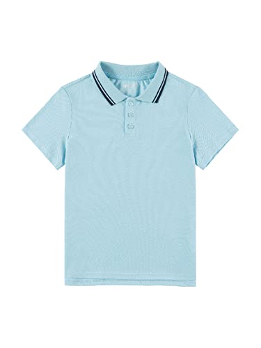 Unacoo Boys Cotton Polo Shirts Girls Short Sleeve School Uniform Collar Shirts Golf Tennis Sports Pique Polo T-Shirts Quick Drying Tees Light Blue M #TOP9
