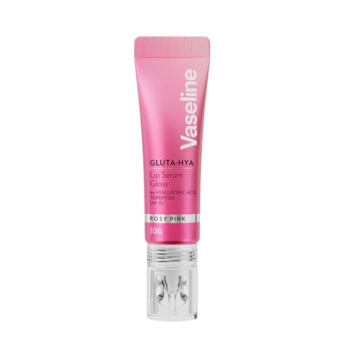 Vaseline Gluta-Hya Rosy Pink Lipgloss Lippenpflege-Serum mit Hyaluronsäure und GlutaGlow-Technologie tönend und schützend mit LSF 15 für volle und strahlende Lippen (Rosy Pink - 1 x 10ml)