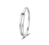 Anillo de compromiso para mujer, anillo de compromiso, redondo, regalo para madre e hija, 60 (19.1), Oro blanco de 18 quilates, Sin piedra preciosa