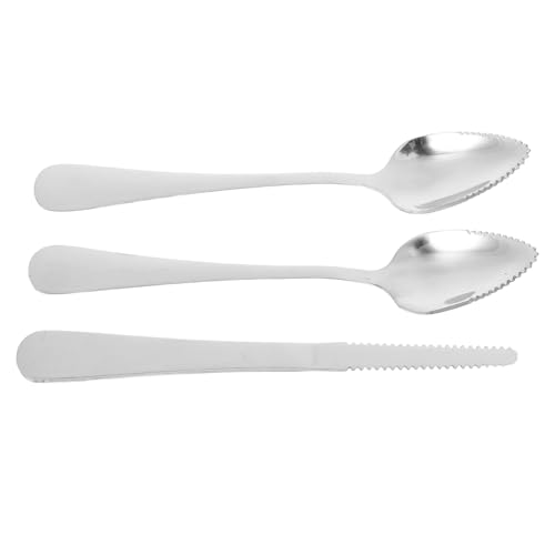 LIGIGWASH Utensilios para Fruta de Acero Inoxidable con Cuchara y Cuchillo Dentados Mango Ergonómico Antideslizante para Pomelo Kiwi y Postres Apto para Cocina Diaria y Mesa Elegante