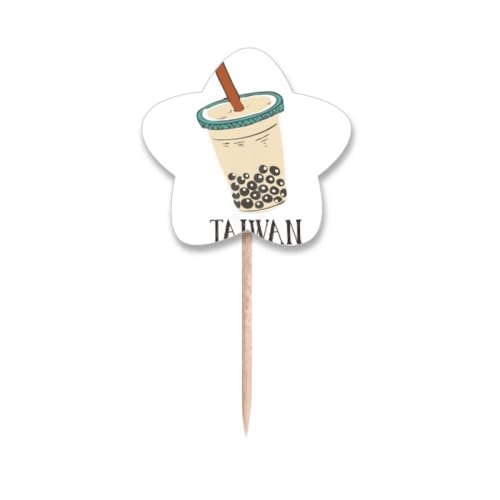 Drapeaux Taïwan pour cupcake et pic à cocktail thé aux perles x50