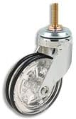 Cool Casters - Acrylic Modern Caster, Clear with Black Rings, Chrome Yoke, Threaded Stem - Item #250-75-CLBL-CH-TS-NB