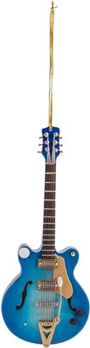 Broadway Gift Co Navy Fade Electric Guitar 5 inch Wood Hanging Ornament with Red Gift Box