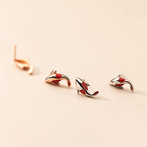 Boucles d'oreilles pour dames argent sterling carpes mignonnes simples