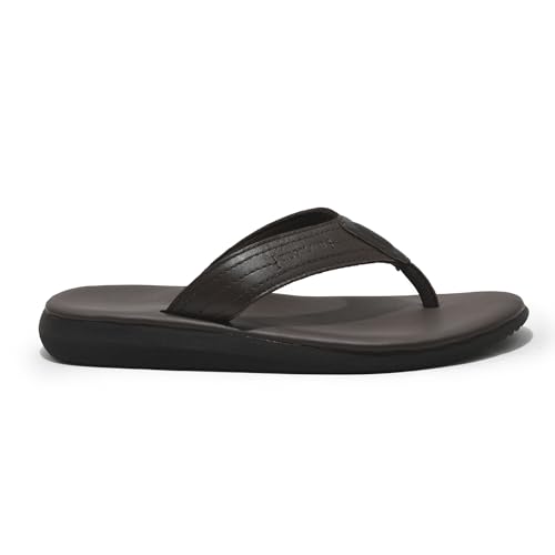 Image of Woodland Men Brown Leather Slipper