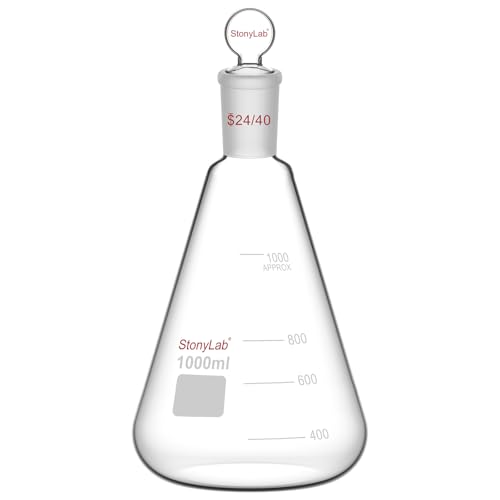 Glass 24/40 Erlenmeyer Flask with Stopper, 1000 ml borosilicate