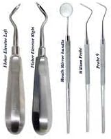Forgesy Diagnostic Instrument Elevators Floher set Explorer Probe 9, Mouth Mirror handle