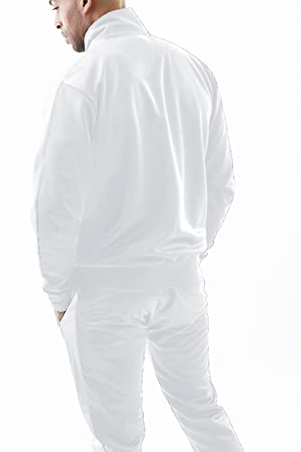 Bleecker And Mercer Men Tracksuit Set Jacket And Pants W/Zipper Pockets- Active Gym Running Track Joggers (St500- All White, L) #TOP1