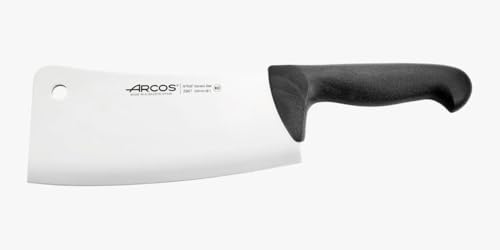 Arcos Cuchillo Carnicero Nitrum Acero Inoxidable y Hoja 200 mm. Cuchillo Carnicero Profesional. Mango Ergonómico Polipropileno. Serie 2900. Color Negro.