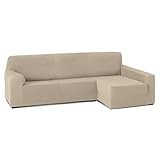 TIENDA EURASIA – Funda para Sofa Chaise Longue | Poliéster, Algodón y Elastano | Fundas para Sofa Chaise Longue | Transpirable | Chaise Longue Rústica (Beige, Brazo Largo Rústica Derecho)
