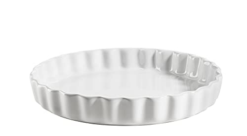 MÄSER 931980 Kitchen Time, Tarteform, Quicheform, Obstkuchenform, kratz- und schnittfest, runde Backform mit Wellenrand, Ø 27 cm, Keramik, Weiß