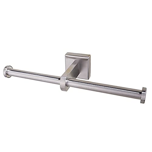 CTRLZS Stainless Steel Toilet Roll Holder Double Ring Toilet Paper Holder Wall Mounted Bathroom Toilet Paper Shelf Silver