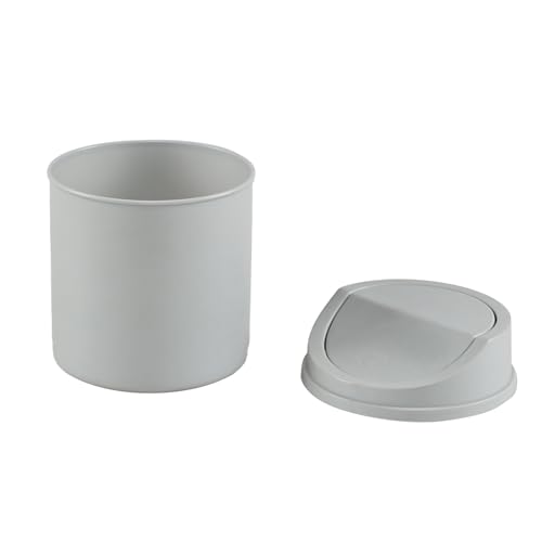 Image of Knifefish 0.5 Gallon Plastic Countertop Waste Bin with Swing Lid, Tiny Garbage Can, Mini Desktop Trash Can, Gray