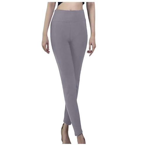 Leggings térmicos para mujer, de invierno, de forro polar, cálidos, elásticos, Gris claro., S