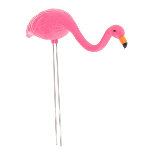Statue flamant rose tuteur de jardin 26x7cm en métal pour décoration d'allée - 2