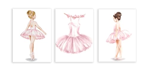 Peinture sur toile danseuse rose bébé lot 3 tableau déco enfant 40x61