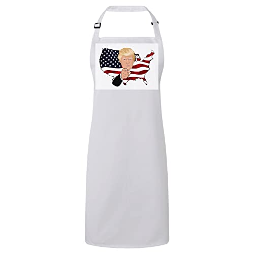Tablier cuisine Donald Trump avec caricature humour USA en coton réglable
