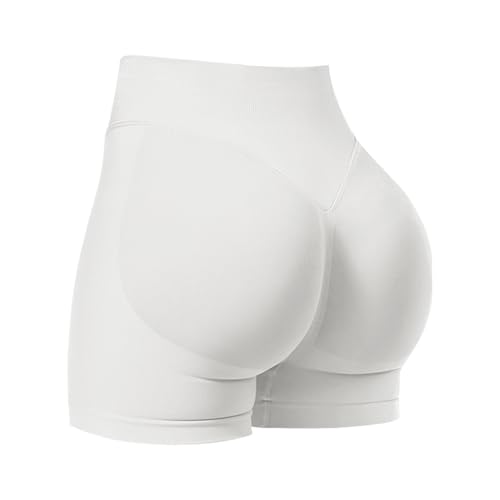 JN JANPRINT Womens Running Gym Cycling Shorts Hidden Scrunch Bum Butt Lifting High Waisted 4.5" Seamless Booty Shorts White