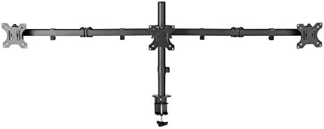 Bramley Power Triple Treble Monitor Screen Desk Mount Arm Double VESA Bracket for Triple 13" to 27" Computer Display or TV | Max Tilt, Rotate & Swivel (Triple Monitor) (Desk Clamp)