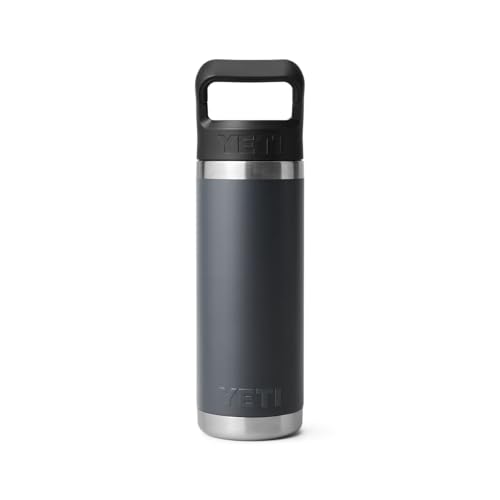 YETI Rambler C Straw Bottle, Stainless Steel Vacuum Insulated Bottle with Leakproof Straw Cap, Charcoal, 18 oz (532 ml)