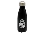 Real Madrid - Botella Agua de Acero Inoxidable, Cierre Hermético, 550 ml, Color Negro, Producto Oficial (CyP Brands)