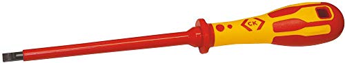 Screwdriver, VDE, Slotted, 3.5X100mm, Blade Length 100mm, Overall Length 150mm, Ck Tools - DextroVDE Slotted Screwdrivers, Tip Size 3.5mm, Handle Colour Red/Yellow, Screwdriver Type Slotted, Tip/N