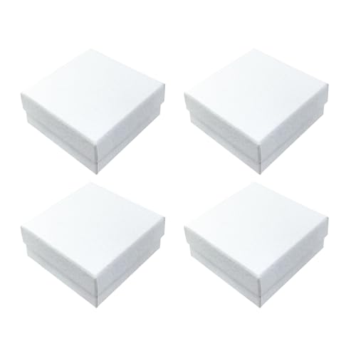 TTQiAnJ 4 Pezzi Cartone Scatola di Gioielli,9 x 9 x 3 cm Scatola Regalo di Gioielli,in Cartone con Spugna per Collana Bracciali Anello Orecchin,Bianco