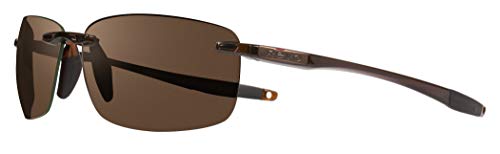 Revo Sunglasses Descend N: Polarized Serilium+ Lens with Rimless Rectangle Frame, Crystal Brown Frame with Terra Lens