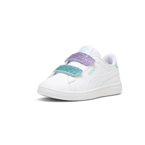 PUMA Toddler Girls Smash 3.0 Leather Glitter Slip On Sneakers Shoes Casual - Purple, White - Size 2 M2