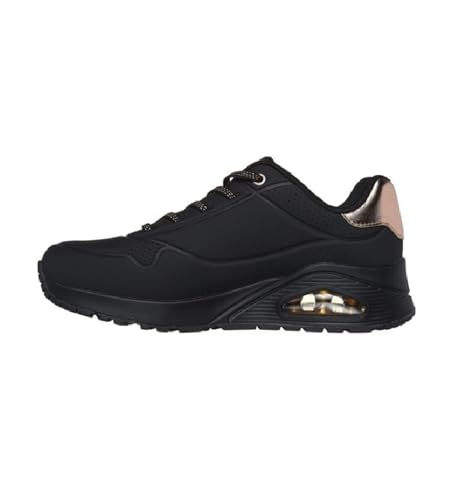 Image of Skechers Women's Uno - Shimmer Away Wedge Slip-On Fashion Sneakers, Black /Black, 9.5