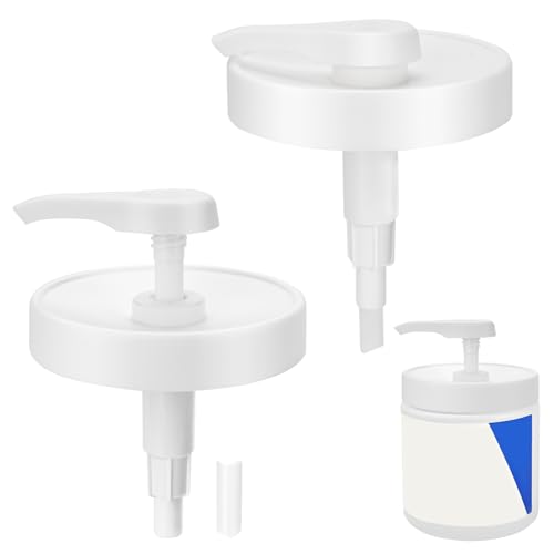 Pump Lid for CeraVe Moisturizing Cream 19oz (2Pcs) Universal Pump for 3.3inch Diameter Mouth, Cream Pump Dispenser Fits for CeraVe 16oz Jars When Cut Tube Short