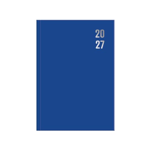 Image of 2027 A5 Diary Week Day Per Page - Bold Blue Hardback Daily Planner Organiser - Business Appointment Book Hourly Slots - Professional Home Office Desk Business