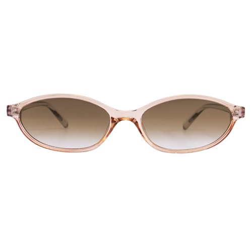 Image of GUVIVI Retro Oval Sunglasses for Women Chic Cat Eye 90s Sunnies Lightweight Narrow Shades Trendy UV protection Sun Glasses