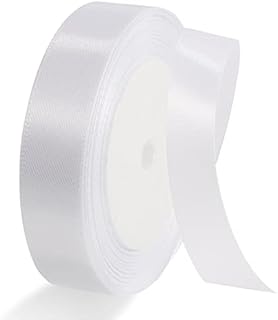 22 m x 2 cm satynowa wstążka biała, dwustronna wstążka do dekoracji świątecznych wstążka prezentowa biała wstążka do pakowania prezentów biała na wesele przyjęcie
