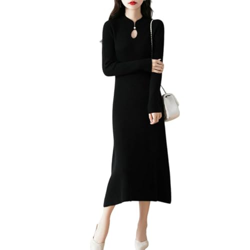 Robe longue en laine tricotée femme élégante pour l'automne hiver