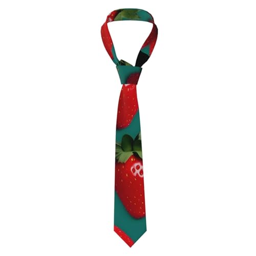 BSKGOHP Corbatas de poliéster con estampado de fresas para hombre, corbata de negocios, padrinos de boda, corbata de boda