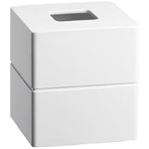 Kraftware Malibu Boutique Tissue Holder, White, Contemporary Bedroom, Facial Tissue Box Cover, Napkin Office Bathroom, MADE IN U.S.A.