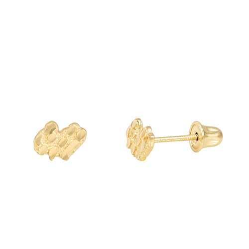 14K Yellow Gold Nugget Stud Earrings