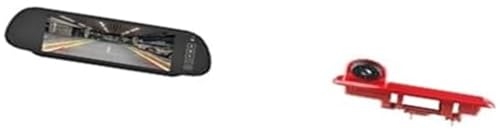 XEDLAMP Kamera cofania samochodu Kamera cofania, dla opla, dla Vivaro 2014 7-samochodowy ekran lusterka wstecznego ze światłem hamowania(BLACK With bracket)