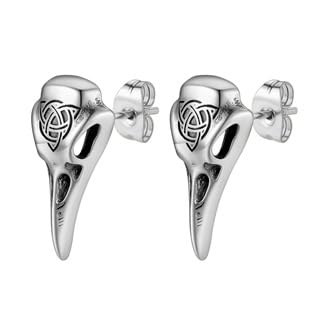 Pendientes vikingos Flongo de acero inoxidable con diseño de cuervo gótico