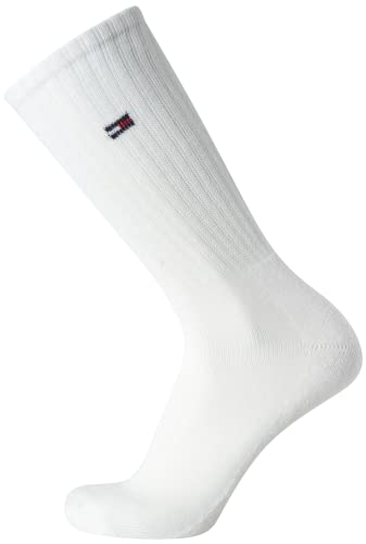 Tommy Hilfiger Mens Crew Socks - 12 Pack Cotton Blend Performance Cushion Crew Socks - Breathable Athletic Socks for Men, Size 7-12, White